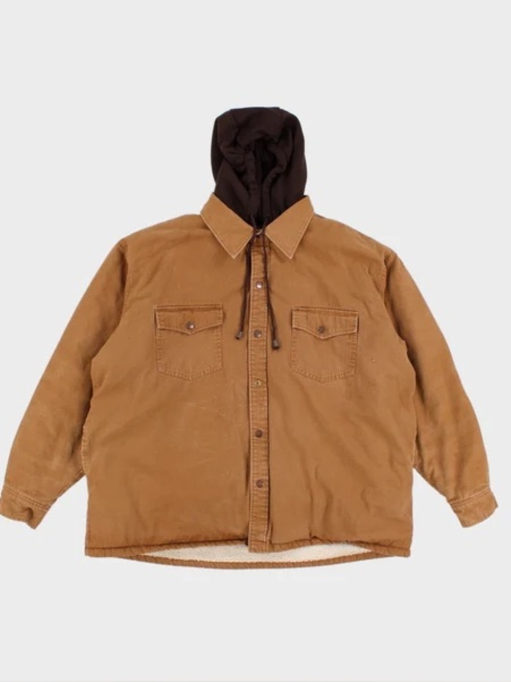 Mens Tan Dakota Hooded Canvas Work Jacket